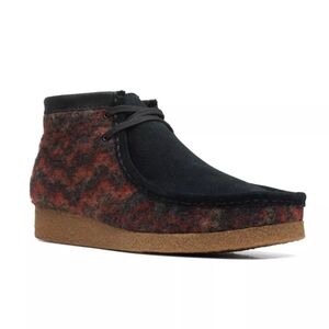 Clarks wallabee Shacre NATIVE Black Orange Combi Wool Mens Ankle Boot Size 10.5